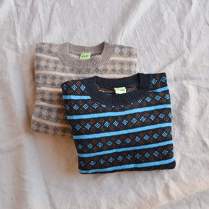 Jacquard Sweater - 100% Lambswool - Dark Navy (2-12y+)