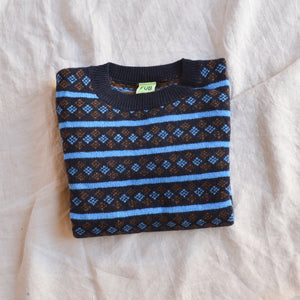 Jacquard Sweater - 100% Lambswool - Dark Navy (2-12y+)