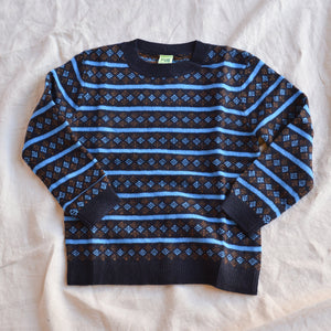 Jacquard Sweater - 100% Lambswool - Dark Navy (2-12y+)