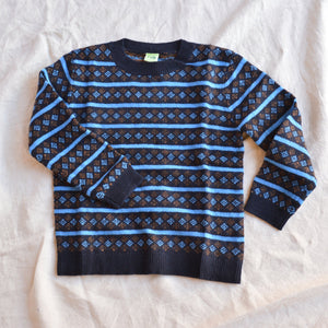 Jacquard Sweater - 100% Lambswool - Dark Navy (2-12y+)