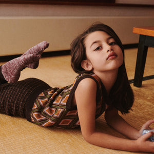 Harlequin Knit Vest - 100% Merino - Orange/Mocha (2-12y+) *Arriving 2026