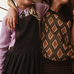 Harlequin Knit Vest - 100% Merino - Orange/Mocha (2-12y+) *Arriving 2026