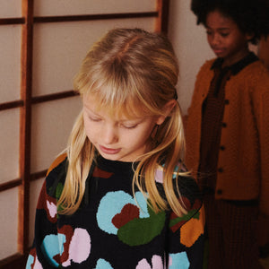 Jacquard Sweater - 100% Merino - Navy Melange (Teens-Womens S)