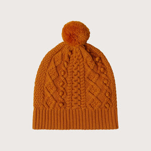 Aran Knit Pom Pom Beanie - 100% Merino - (6-12y+ Adults) *Arriving 2026