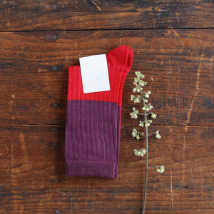 FUB Merino Wool Socks - Fine Contrast Knit (Kids)