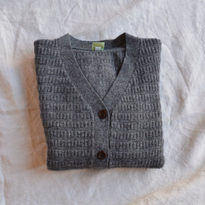 Women's Structure Cardigan - 100% Lambswool - Grey Melange (Teens-Womens S)