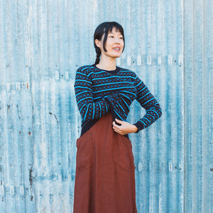 Jacquard Sweater - 100% Lambswool - Dark Navy (2-12y+)