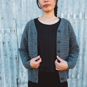 Women's Structure Cardigan - 100% Lambswool - Grey Melange (Teens-Womens S)
