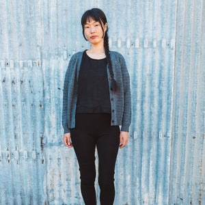 Women's Structure Cardigan - 100% Lambswool - Grey Melange (Teens-Womens S)