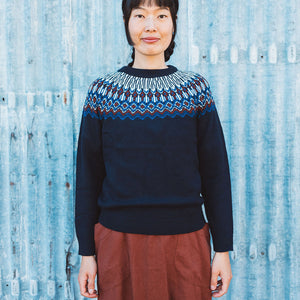 Fair Isle Sweater - 100% Merino - Dark Navy/Green (2-12y+ Teen/Womens' XS) *Arriving 2026
