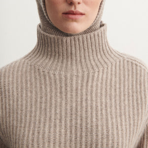 Women's Chunky Rib Sweater - 100% Lambswool - Oat Melange (XS-L) *Arriving 2026