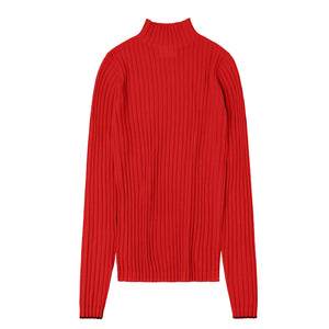 Women's High Neck Long Sleeve Rib Raglan Top - 100% Merino - Signal Red (S-L) *Arriving 2026