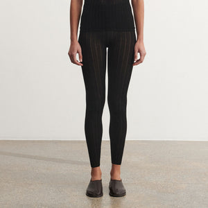 Women's Pointelle Leggings - 100% Merino - Black (S-L) *Arriving 2026