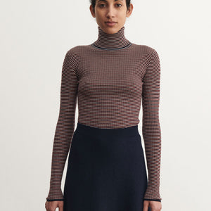 Women's Rollneck Sweater - 100% Merino - Multi Stripe (S-L) *Arriving 2026