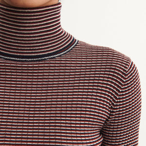 Women's Rollneck Sweater - 100% Merino - Multi Stripe (S-L) *Arriving 2026