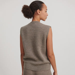Women's Vest - 100% Raw Wool - Beige Melange (S, M, L)
