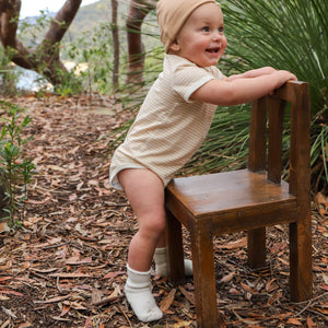 Baby Short Sleeve Bodysuit - Undyed Organic Heirloom Cotton - Stripes (Newborn-2y)