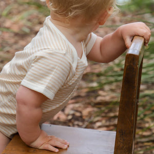 Baby Short Sleeve Bodysuit - Undyed Organic Heirloom Cotton - Stripes (Newborn-2y)