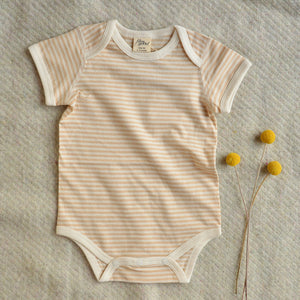 Baby Short Sleeve Bodysuit - Undyed Organic Heirloom Cotton - Stripes (Newborn-2y)