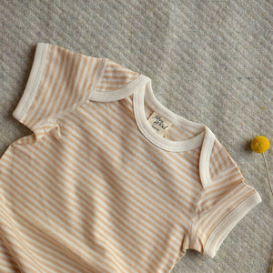 Baby Short Sleeve Bodysuit - Undyed Organic Heirloom Cotton - Stripes (Newborn-2y)