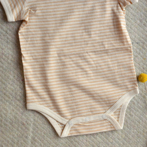 Baby Short Sleeve Bodysuit - Undyed Organic Heirloom Cotton - Stripes (Newborn-2y)