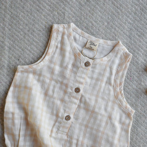 Baby Sleeveless Gingham Bodysuit - Undyed Organic Heirloom Cotton (6-24m)