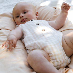 Baby Sleeveless Gingham Bodysuit - Undyed Organic Heirloom Cotton (6-24m)