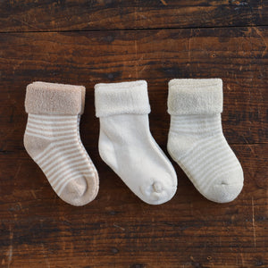 Baby Socks - Undyed Organic Heirloom Terry Cotton (0-18m) *3 pack