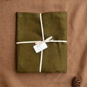 Linen Bistro Apron with Leather Strap