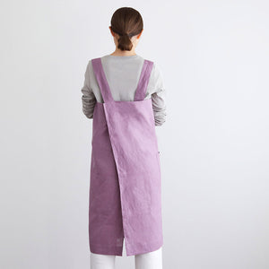 Women's Linen Square Cross Apron - Navy