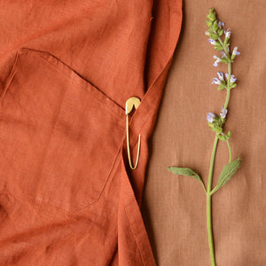 Women's Linen Cross Over Apron Dress - Natural