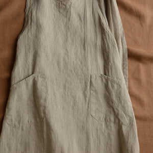 Women's Linen Cross Over Apron Dress - Natural