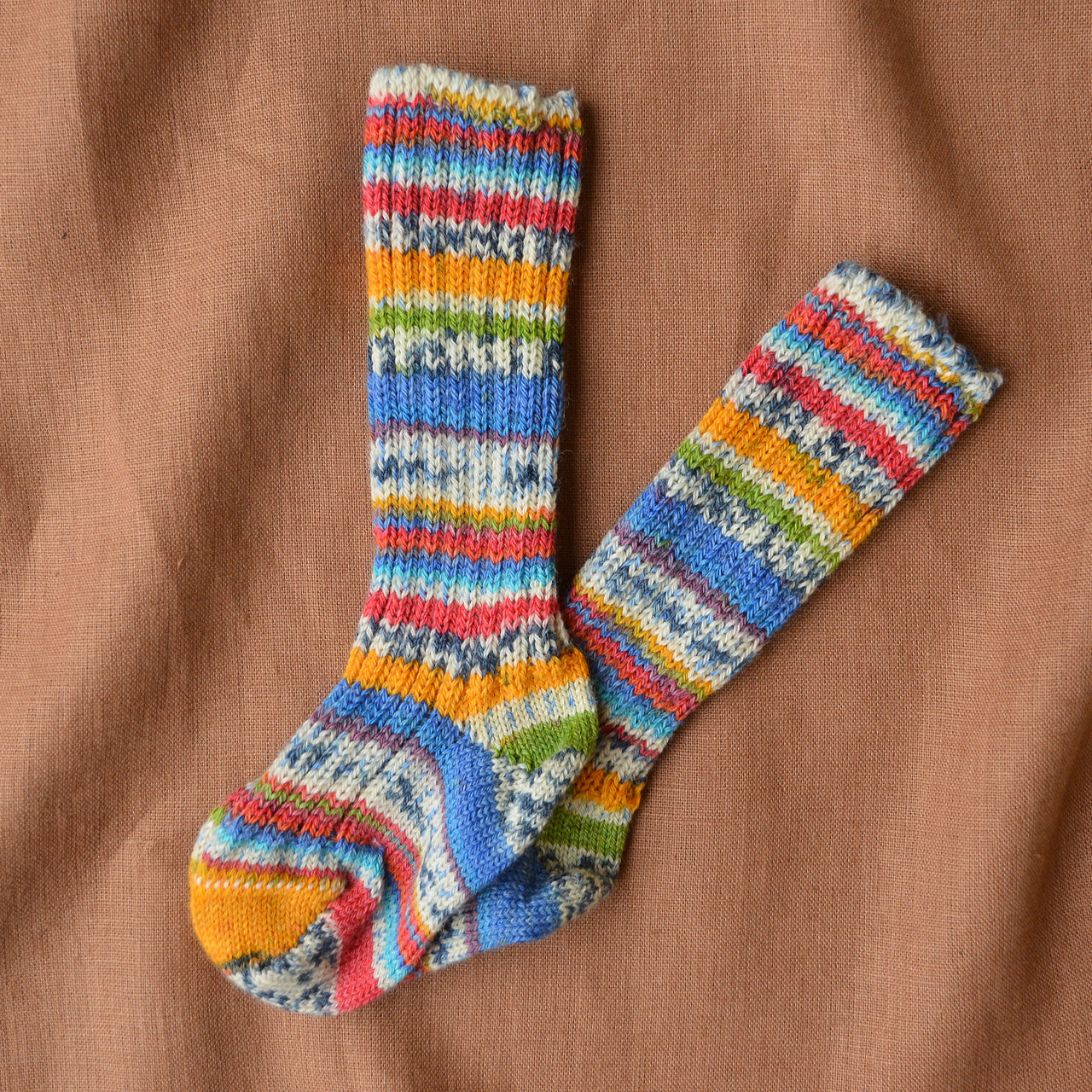 Chunky Knit Baby Socks in 100% Wool - Stripes (0-24m)