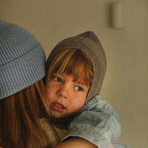 Hvid Rib Beanie - 100% Merino Wool (Teen-Adult)