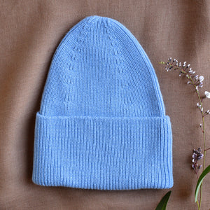 Hvid Rib Beanie - 100% Merino Wool (Teen-Adult)