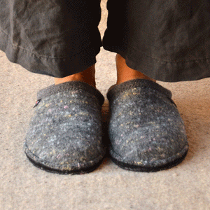 Boiled Wool Slippers - Flair Enjoy - Grey Multi (Adults 36-46)