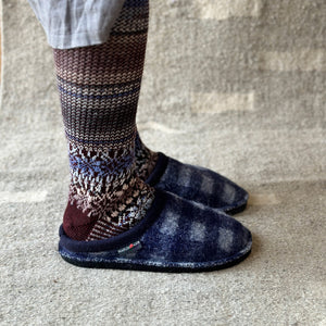 Boiled Wool Slippers - Flair Plaid - Ocean (Adults 36-46)