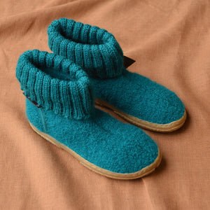 Boiled Wool Slipper Boots - Toni - Teal (Kids 27) * Last Pair