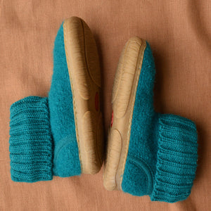 Boiled Wool Slipper Boots - Toni - Teal (Kids 27) * Last Pair