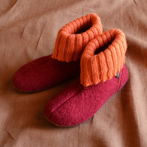 Slipper Boots - Boiled Wool - Burgundy AW22 (Kids 26-28) *Last ones