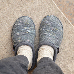 Boiled Wool Slippers - Flair Enjoy - Grey Multi (Adults 36-46)