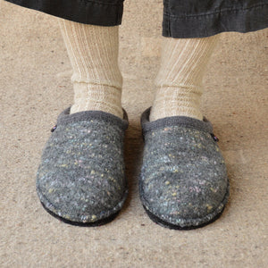 Boiled Wool Slippers - Flair Enjoy - Grey Multi (Adults 36-46)