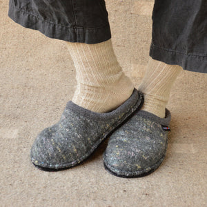 Boiled Wool Slippers - Flair Enjoy - Grey Multi (Adults 36-46)