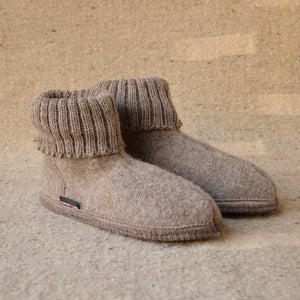Boiled Wool Slipper Boots - Karl - Taupe (Adults 36-43)