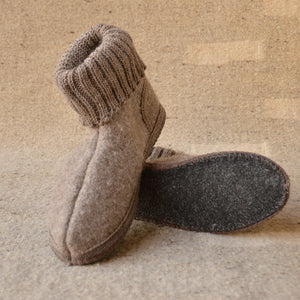 Boiled Wool Slipper Boots - Karl - Taupe (Adults 36-43)