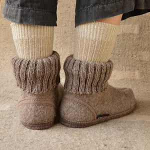 Boiled Wool Slipper Boots - Karl - Taupe (Adults 36-43)