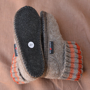 Boiled Wool Slipper Boots - Paul - Taupe (Kids 21-35)