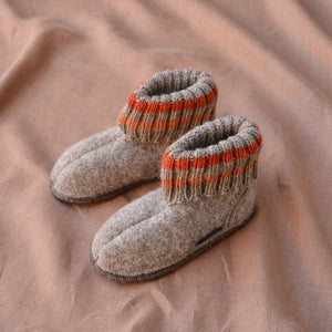 Boiled Wool Slipper Boots - Paul - Taupe (Kids 21-35)