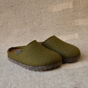 Haflinger Wool Felt Clogs - Manhattan - Olive (Adults 37,41) *Last ones