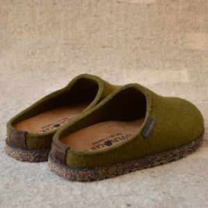 Haflinger Wool Felt Clogs - Manhattan - Olive (Adults 37,41) *Last ones